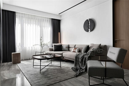 90㎡——现代简约风住宅，灰色、木色搭配，更显高级质感！