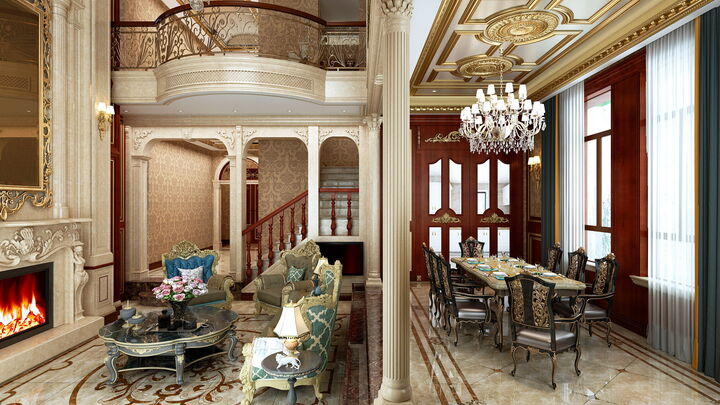 中海一号别墅古典美式风格设计效果图
